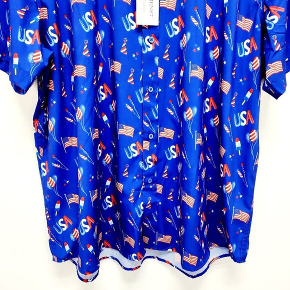 Patriotic Themed Mens Button-Up Shirt USA Print Short Sleeve Casual Fit Size XXL - Picture 9 of 11